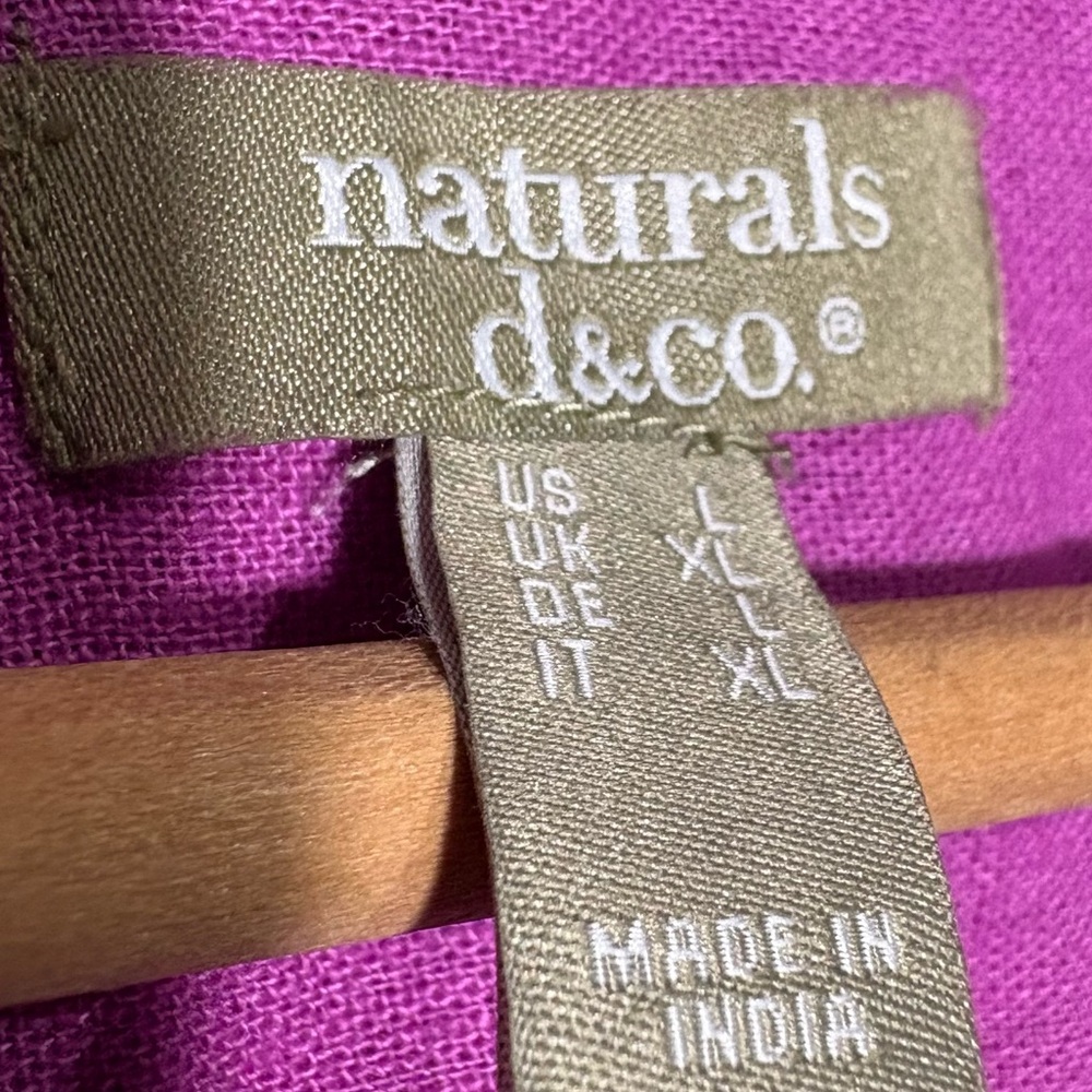 Naturals D&CO. | Wild Orchid Button Up Roll Tab Sleeves Linen Blend Top size L - Picture 10 of 15